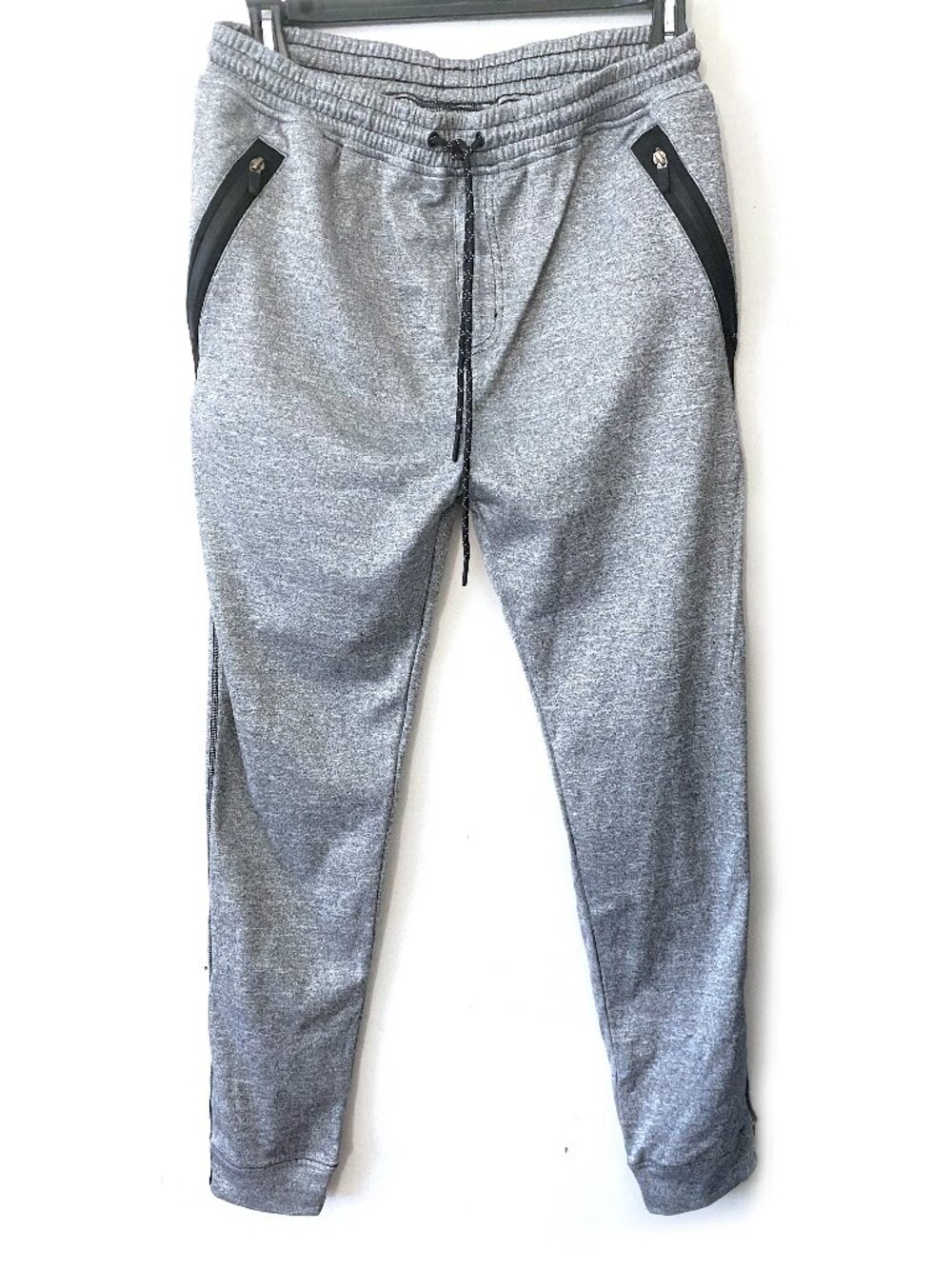Burnside Men's Casual Street Pants With Drawstring And Zipper Pockets, Gray, L